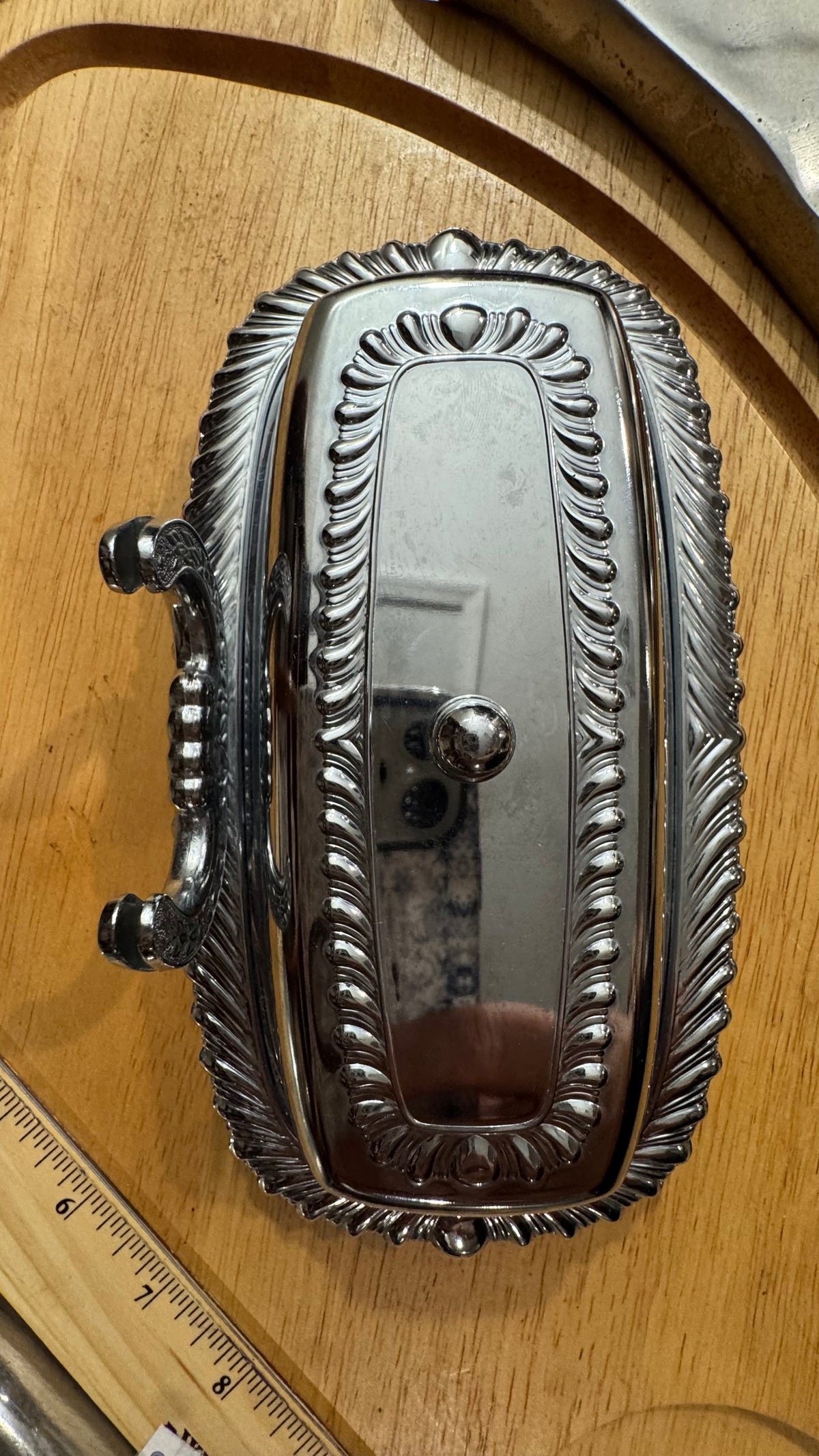 Ornate Silver-Tone Covered Butter Dish with Glass Insert –