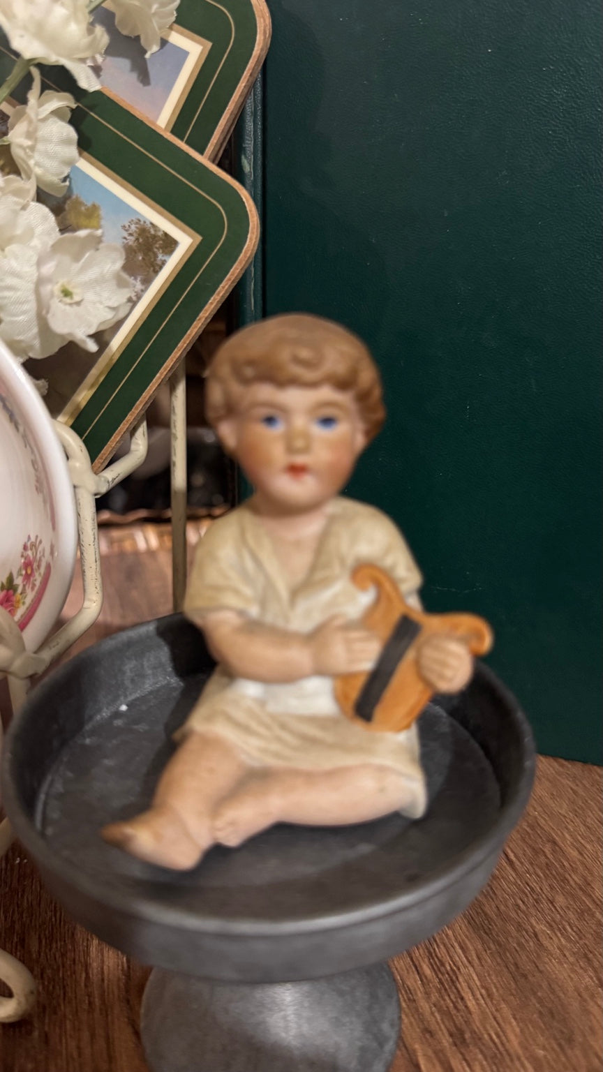 Bisque Boy Musician Figurine with Lyre