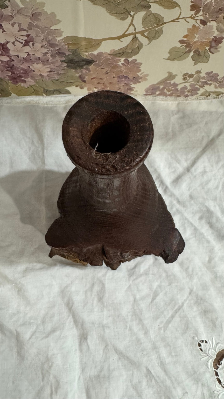Hand-Carved Rustic Wooden Bud Vase | Live Edge Folk Art Decor