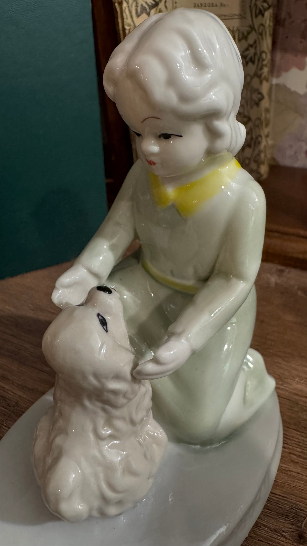 K’s Collection Porcelain Child & Dog Figurine