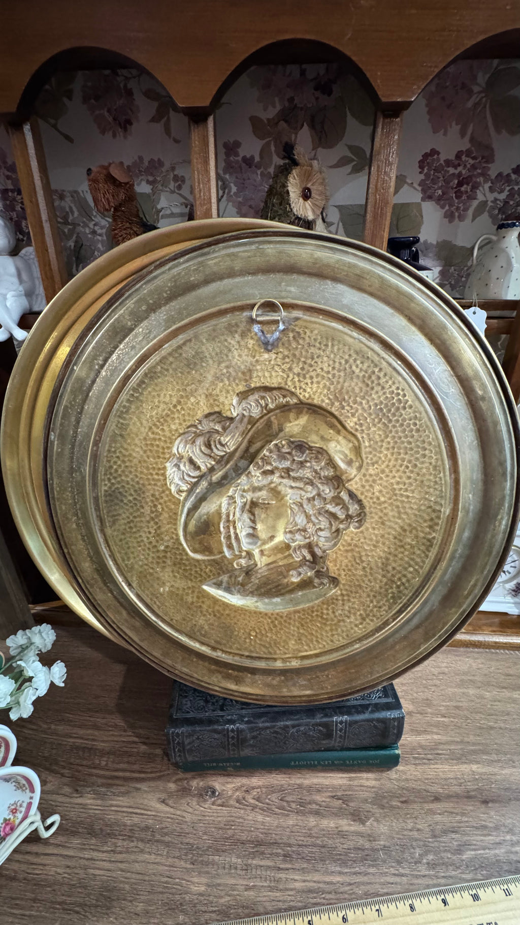 Vintage Brass Wall Plaques Set of 3 – Ship & Portraits