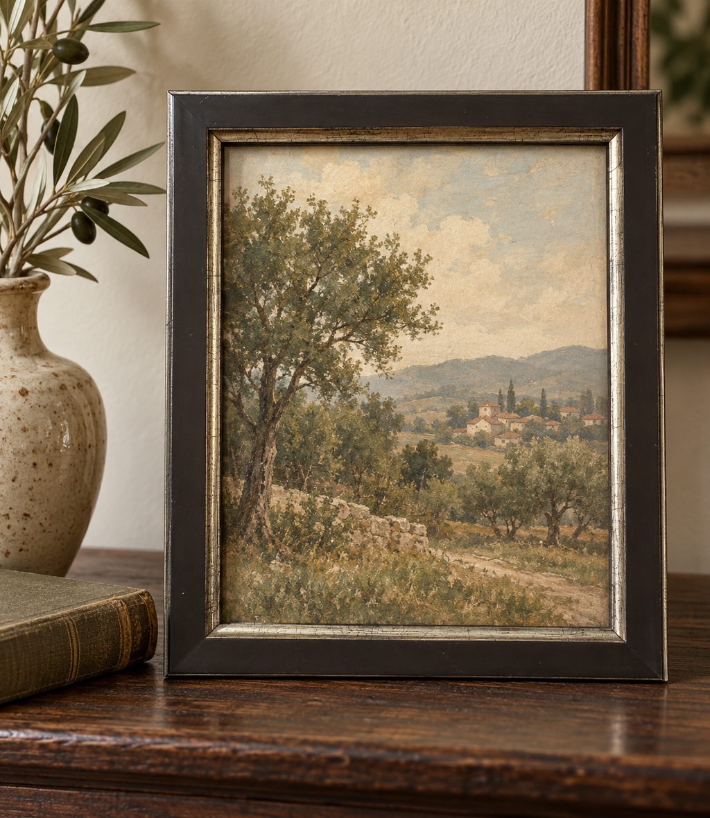 Dark Picture Frame with Antiqued Metallic Trim