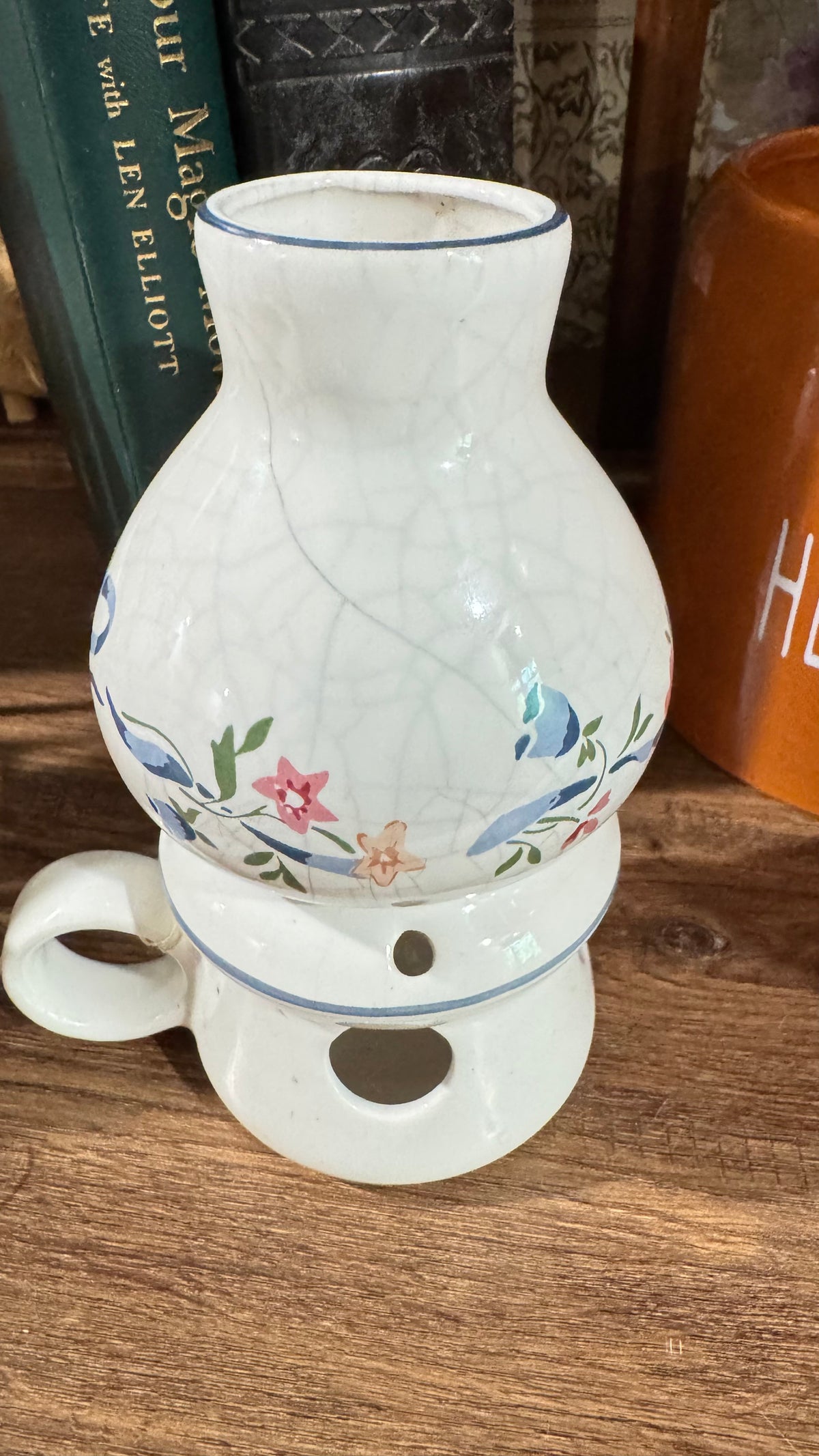 1987 The Love Mug Ceramic Candle Warmer Floral Drink Server