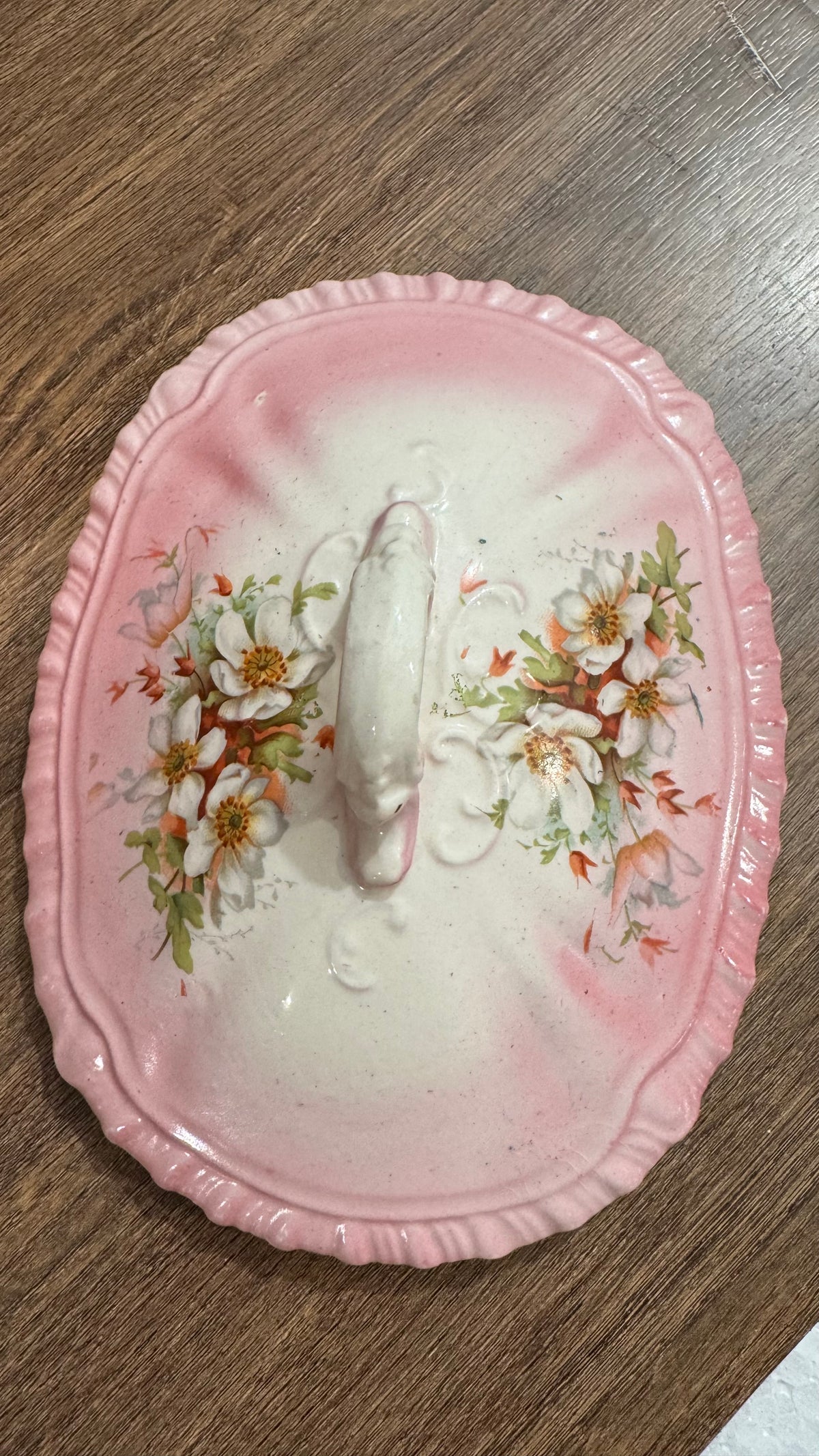 Vintage Pink Floral Covered Ceramic Trinket Dish – Cottage Decor