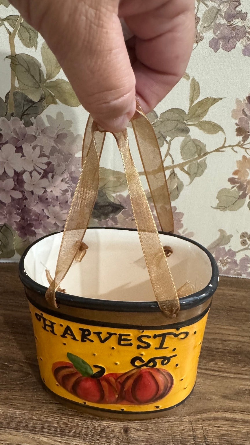 Ceramic Harvest Pumpkin Basket