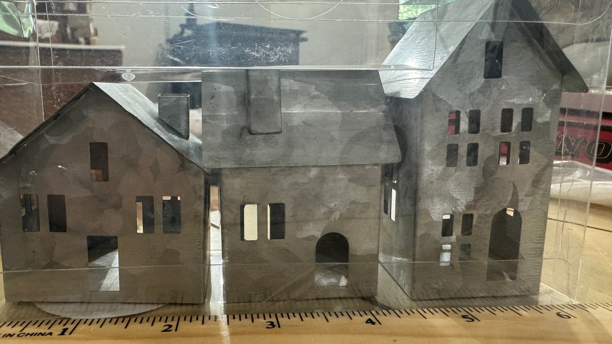 Set of 3 Mini Galvanized Metal Houses – Farmhouse Village Decor