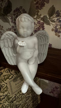 Vintage White Bisque Cherub Angel Shelf Sitter Figurine