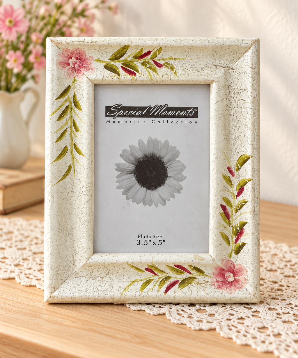 Special Moments Cream Floral Picture Frame – 3½×5 –