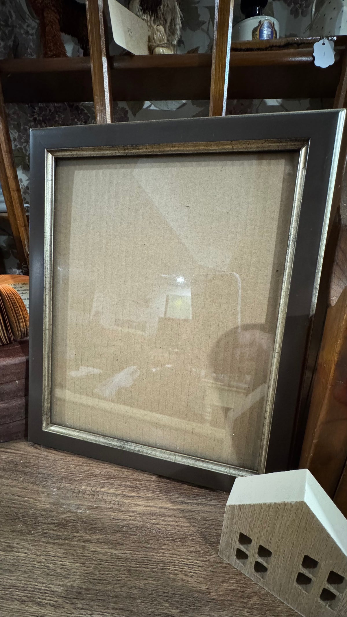 Dark Picture Frame with Antiqued Metallic Trim