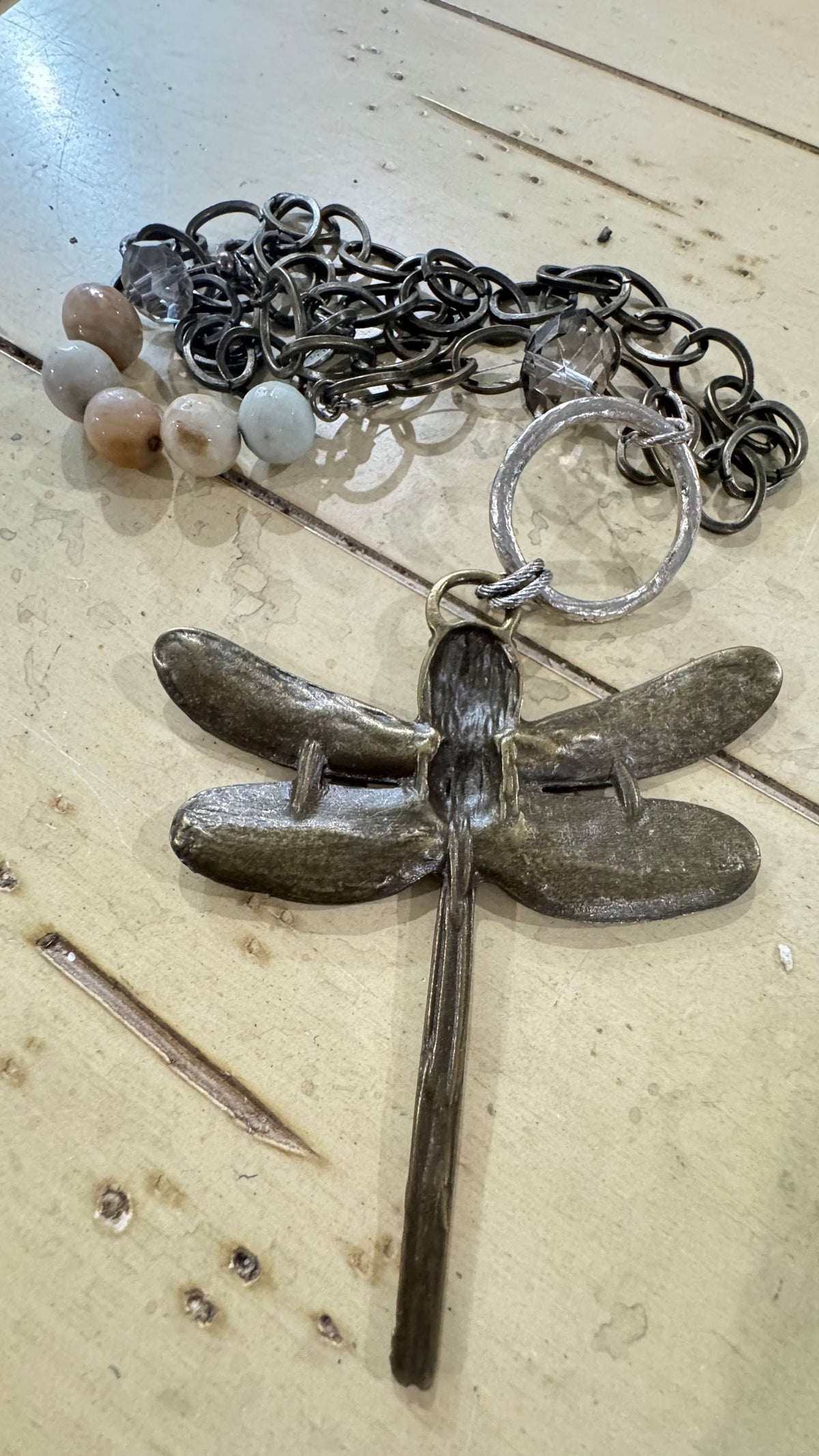 Beaded Metal Dragonfly Hanging Ornament