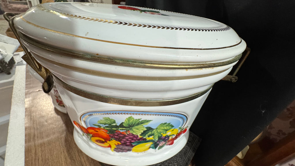 Vintage Knott’s Berry Farm Ceramic Fruit Canister with Clamp Lid