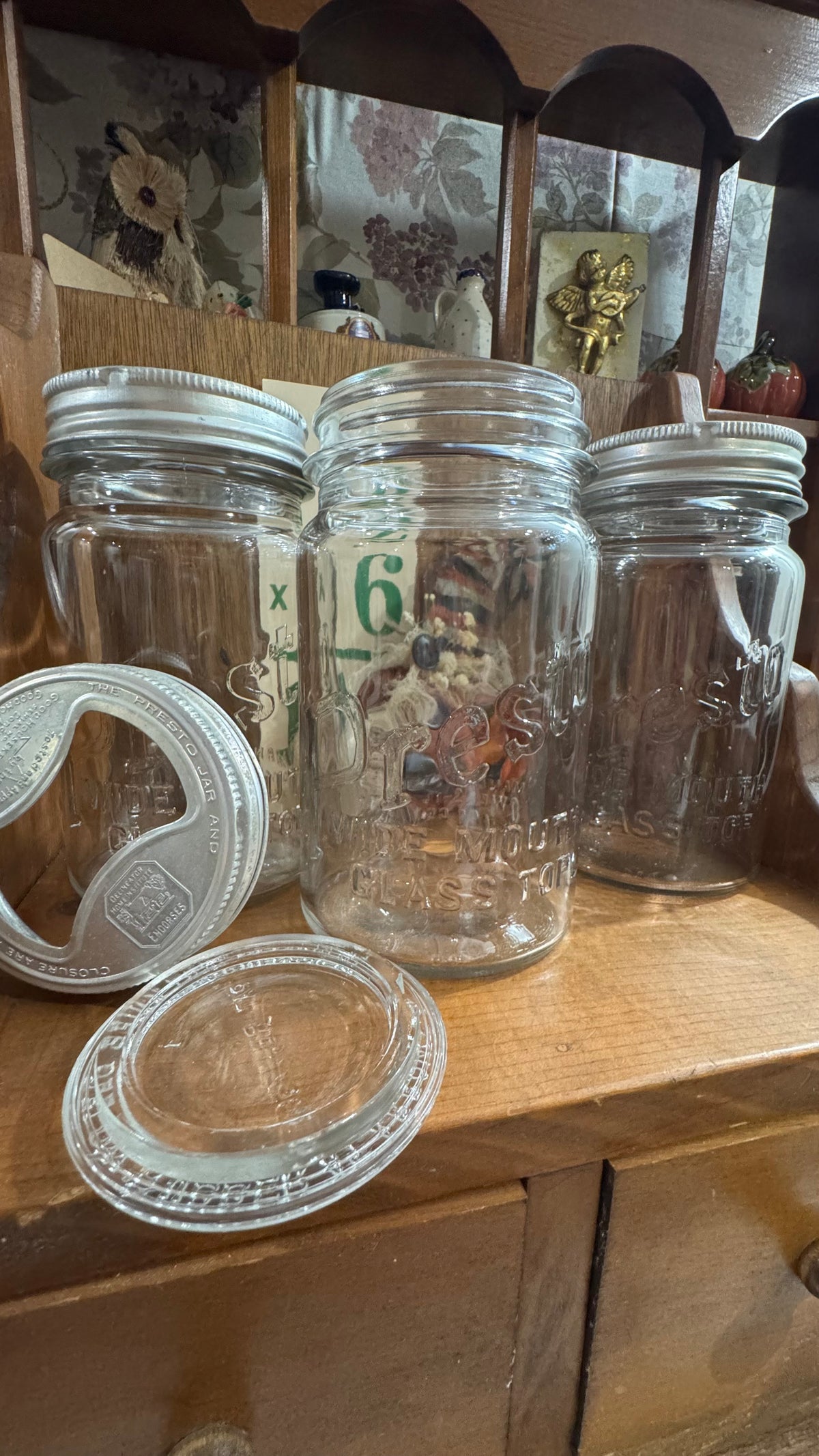 Set of 3 Vintage Presto Glass Canister Jars with Metal/Glass Lids