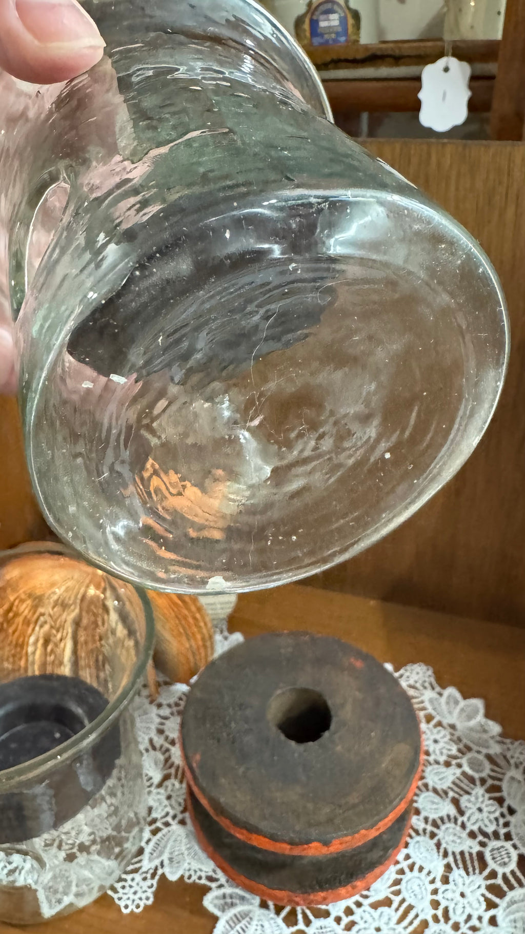 Rippled Glass Hurricane Candle Holders with Metal Inserts – Set of 2