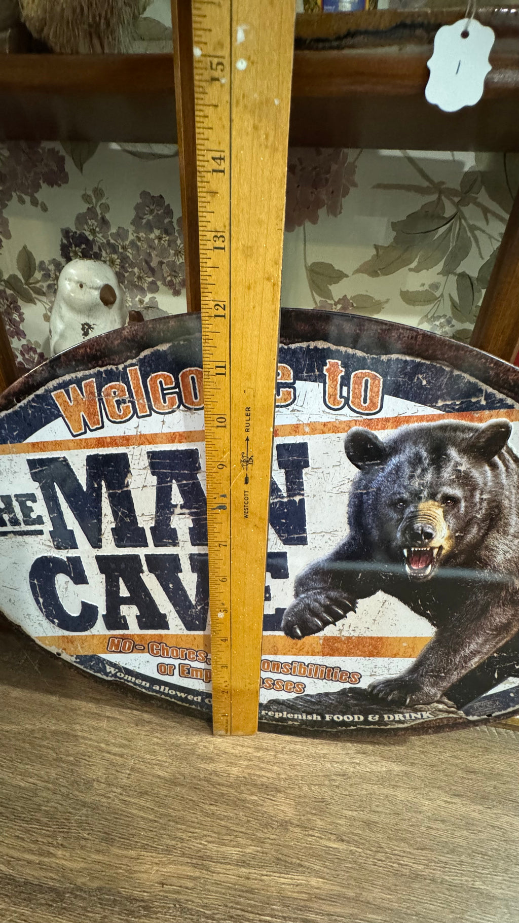 Rivers Edge Man Cave Black Bear Metal Sign – Rustic Lodge Decor