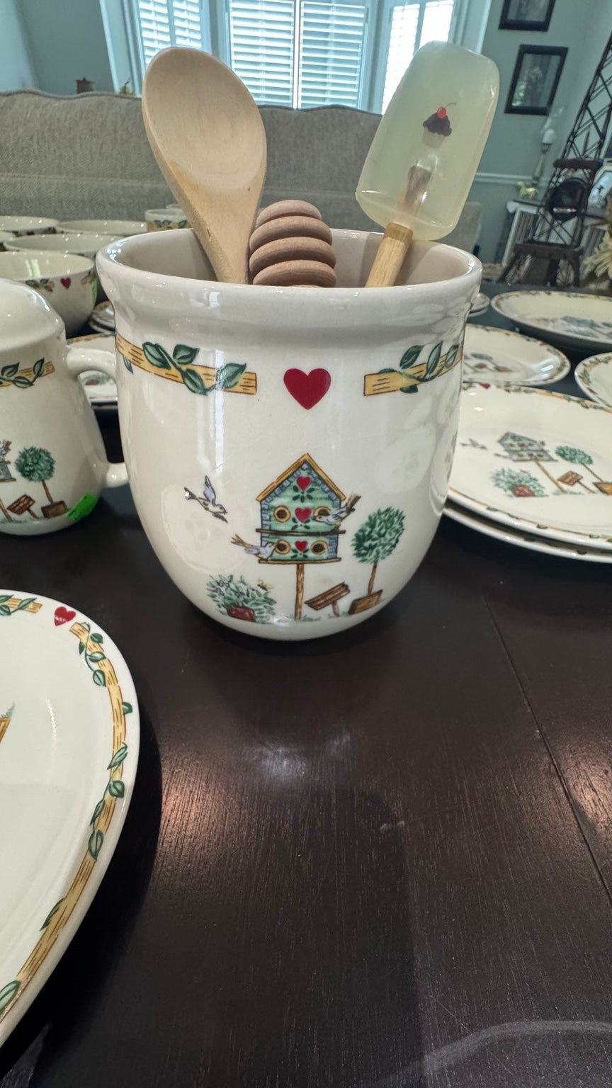 45 Pc Thomson Pottery Birdhouse Country Cottage Dinnerware Set