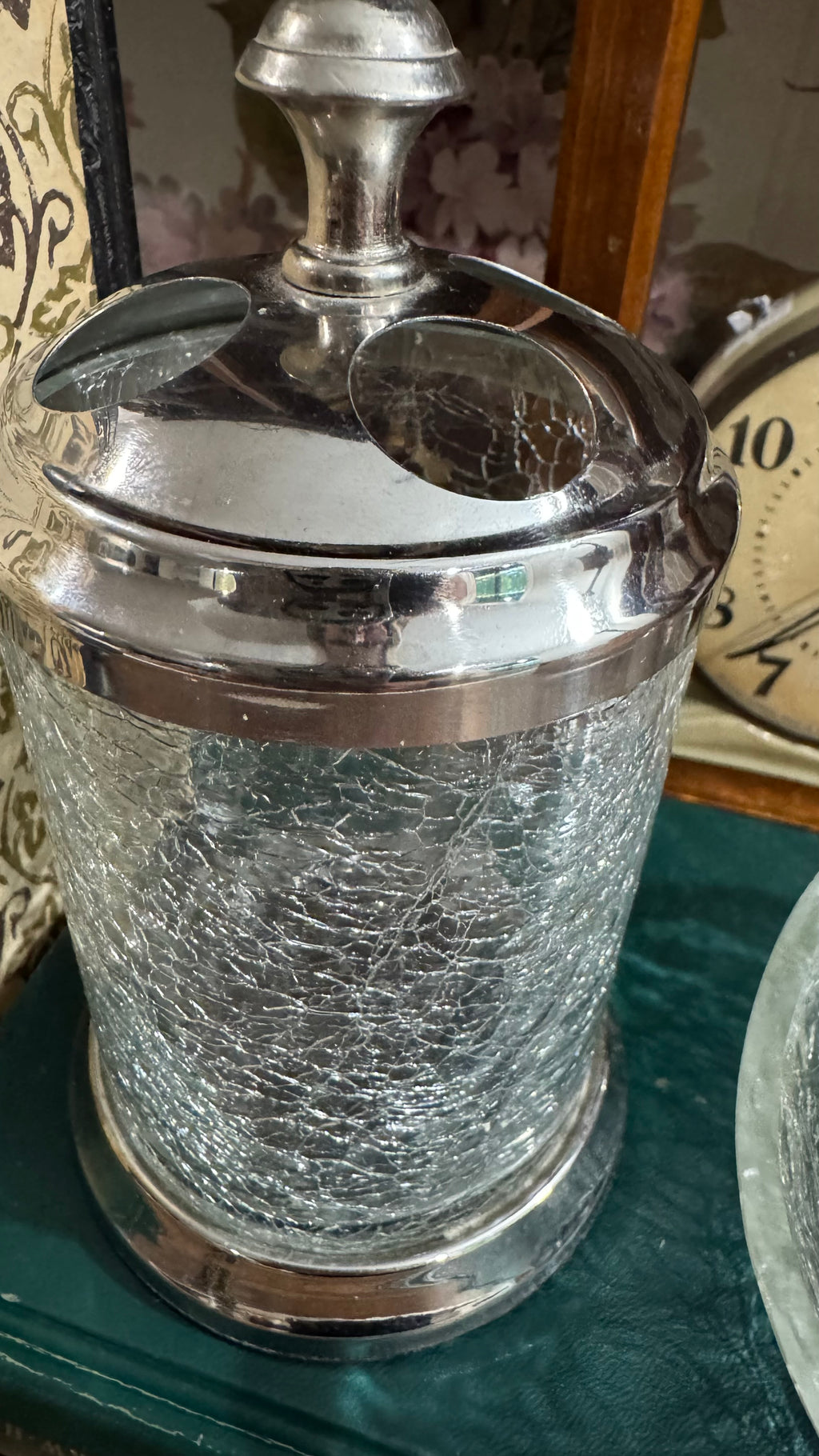 Crackle Glass Vanity Set – Silver Tone – Made in India”.