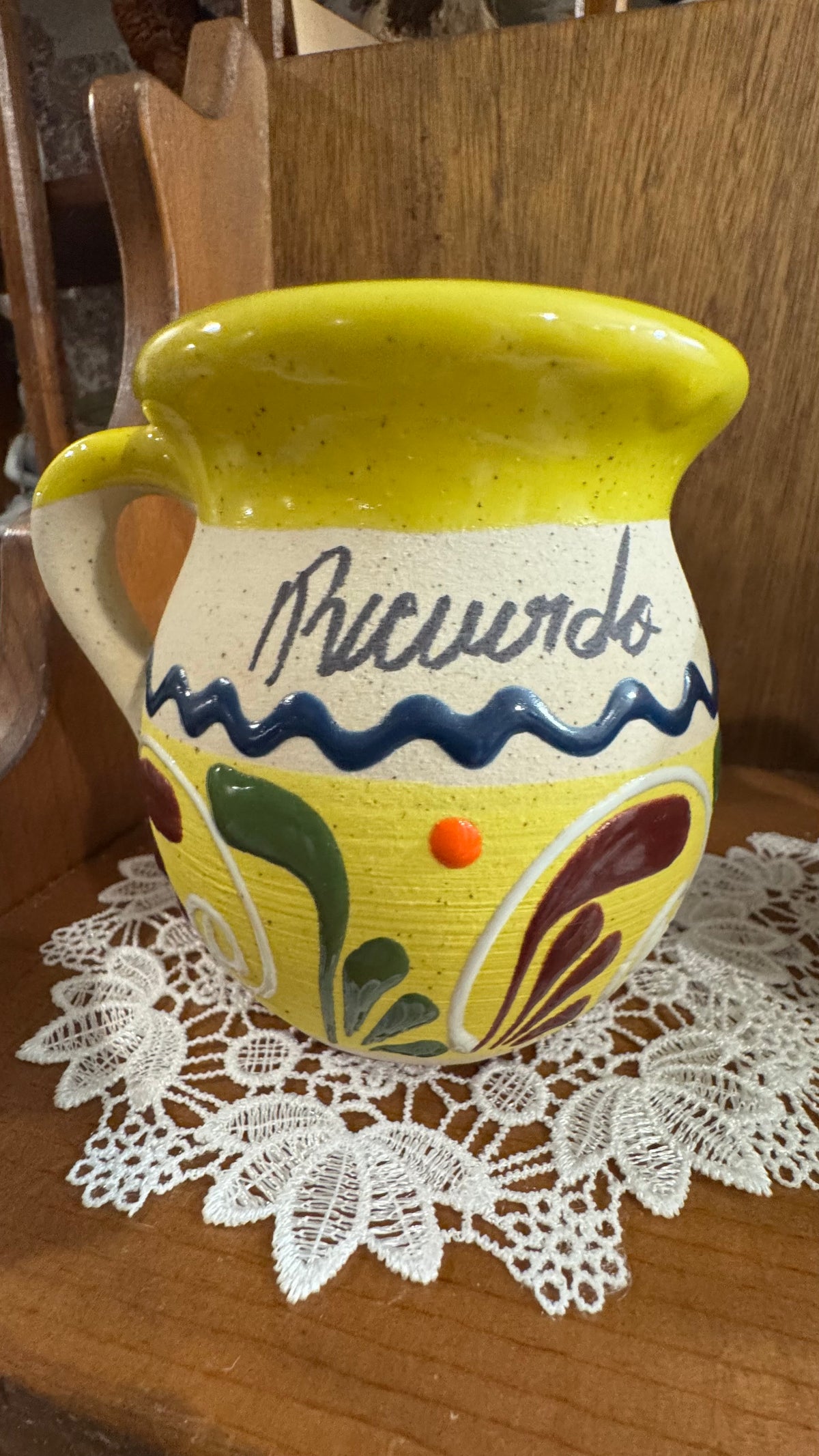 Mexican Souvenir Pottery Mugs – Playa del Carmen Turtle & Durango – Pair