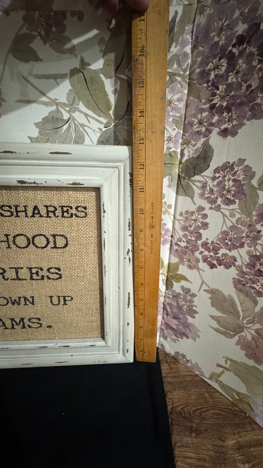 Rustic Farmhouse “A Sister Shares Childhood Memories” Framed Burlap Wall Sign