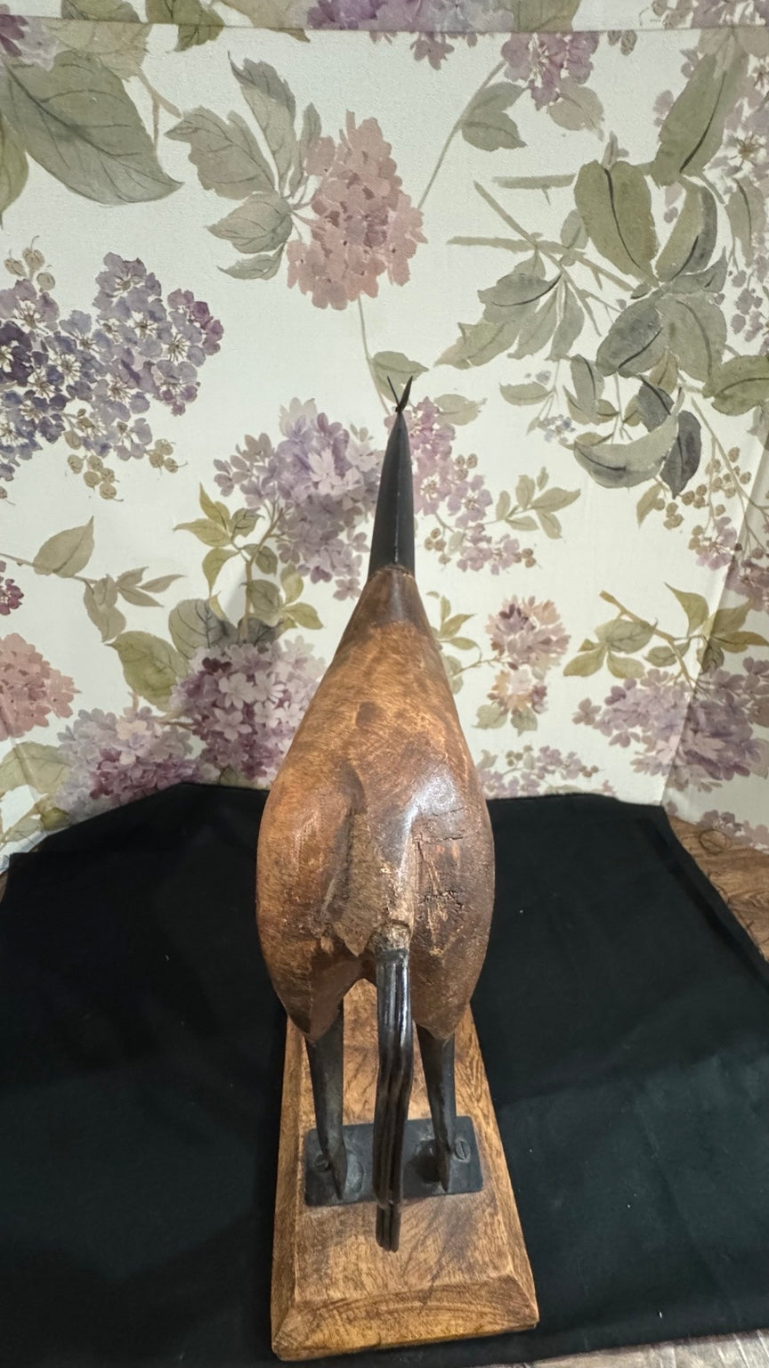 Handcrafted Rustic Wooden Horse Sculpture on Wood Base – 12”