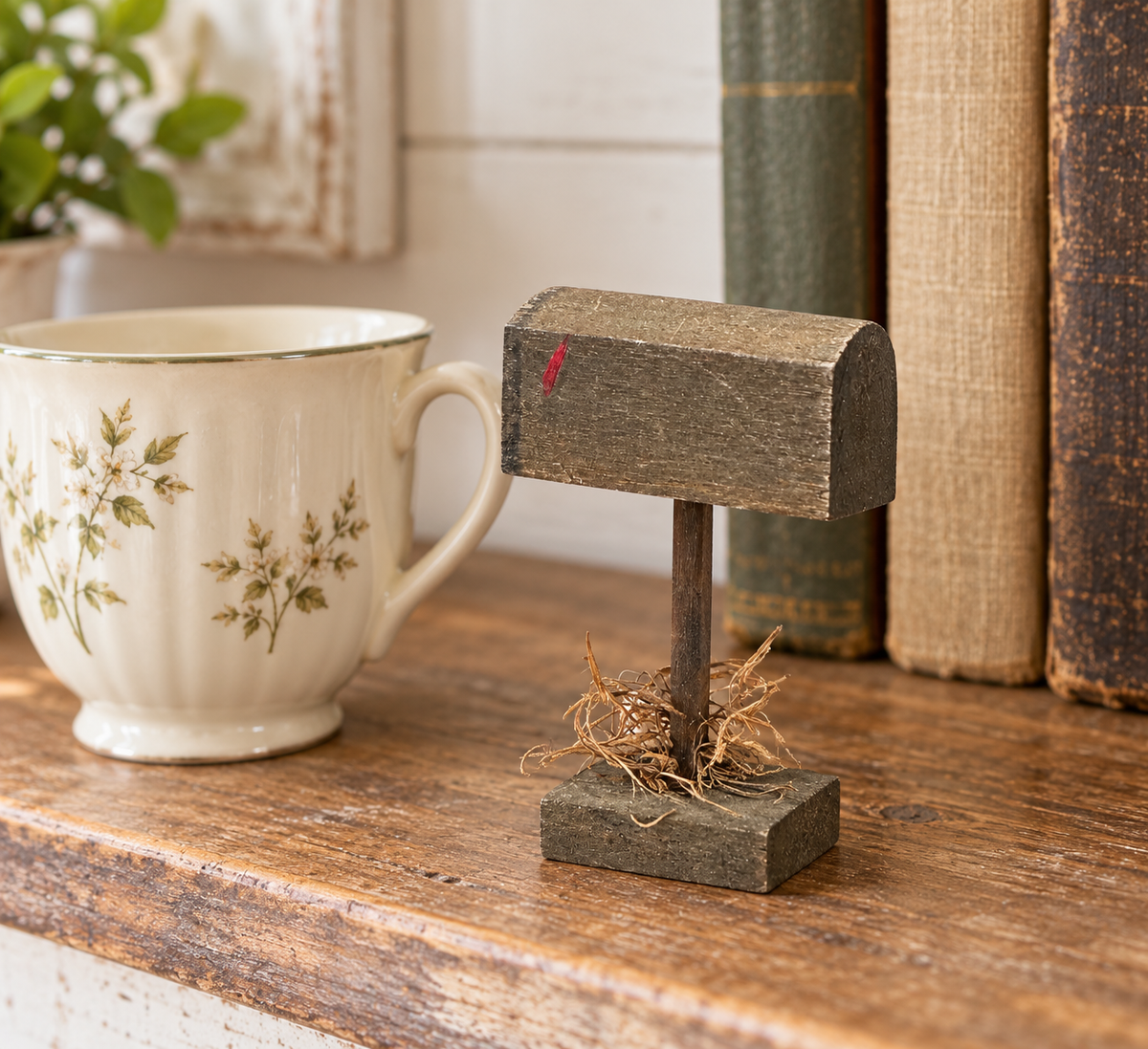 Mini Wooden Mailbox Shelf Sitter – Primitive Farmhouse Décor