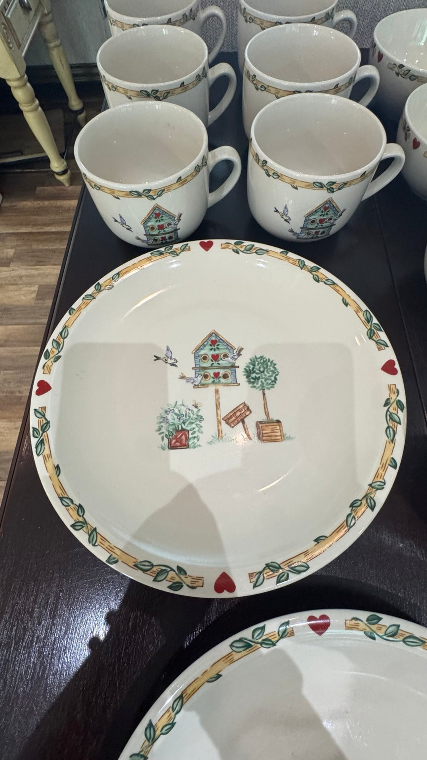 45 Pc Thomson Pottery Birdhouse Country Cottage Dinnerware Set