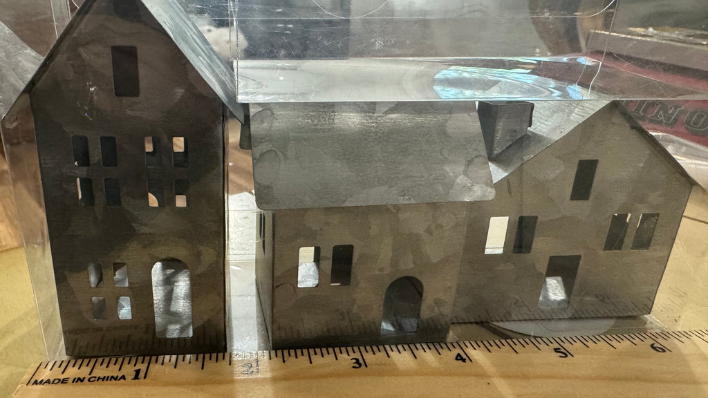 Set of 3 Mini Galvanized Metal Houses – Farmhouse Village Decor
