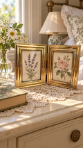 Small Gold-Tone Hinged Double Picture Frame – Tabletop Display