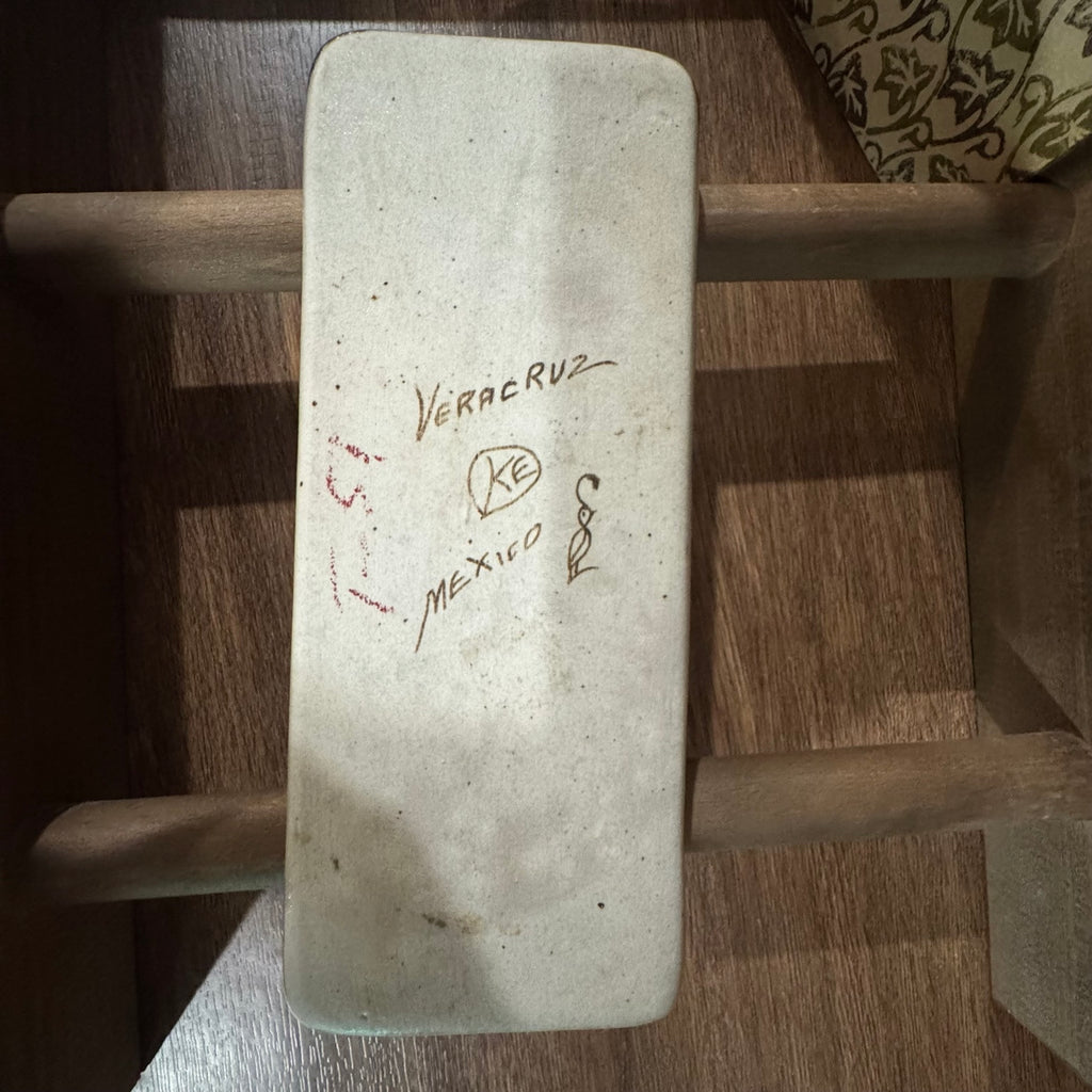 Vintage Veracruz Mexico Handcrafted Pottery Floral Tray