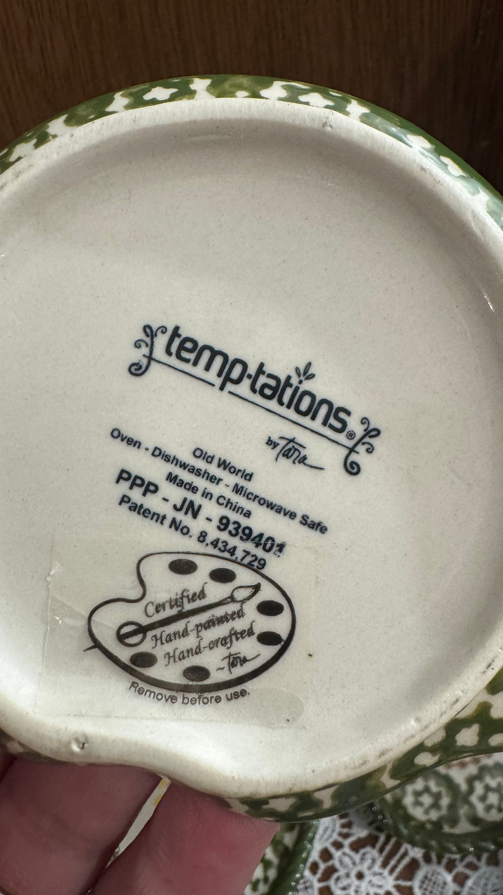 Set of 4 Temp-tations Old World Green Lid-It Plates / Trivets
