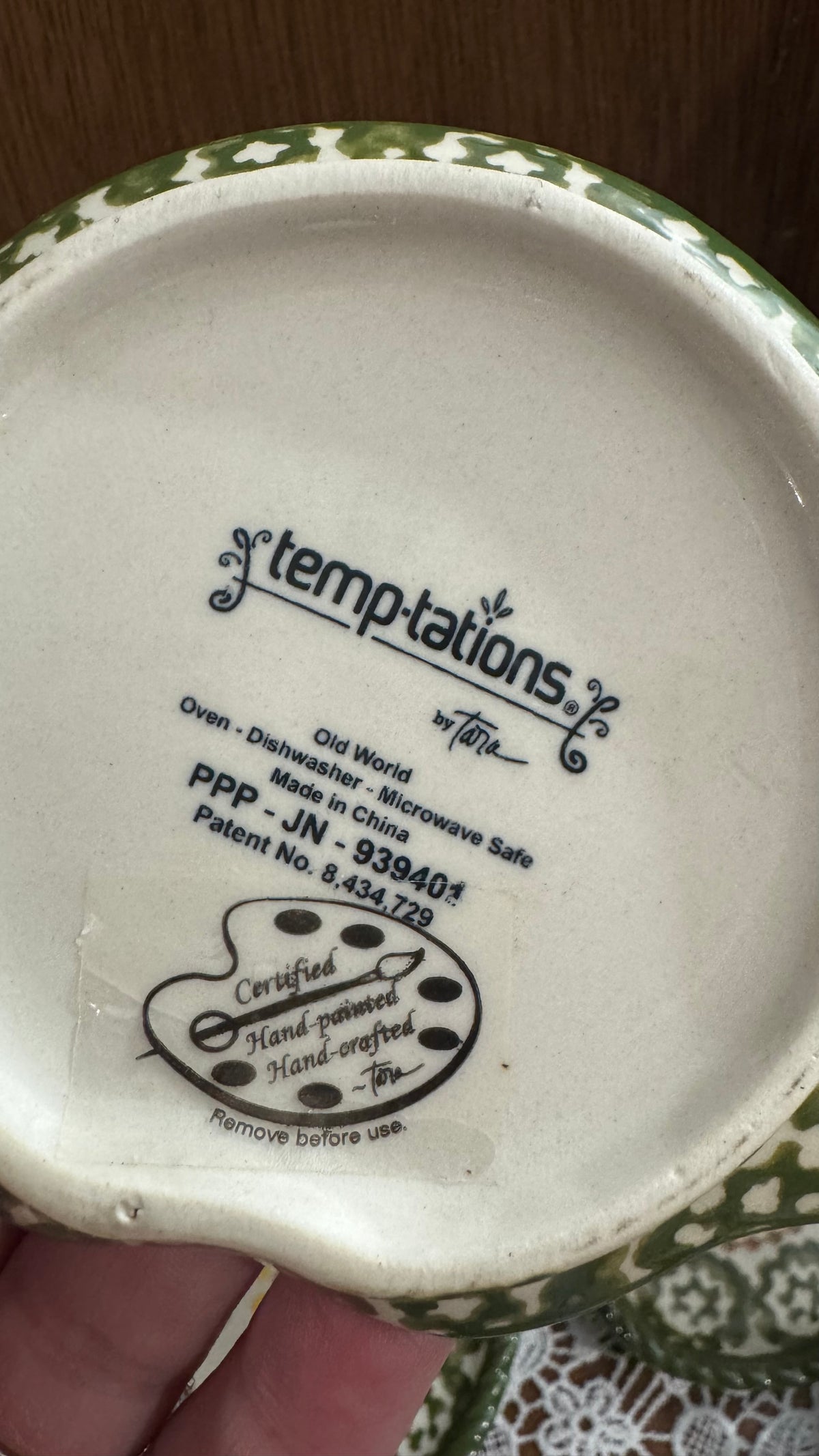 Set of 4 Temp-tations Old World Green Lid-It Plates / Trivets