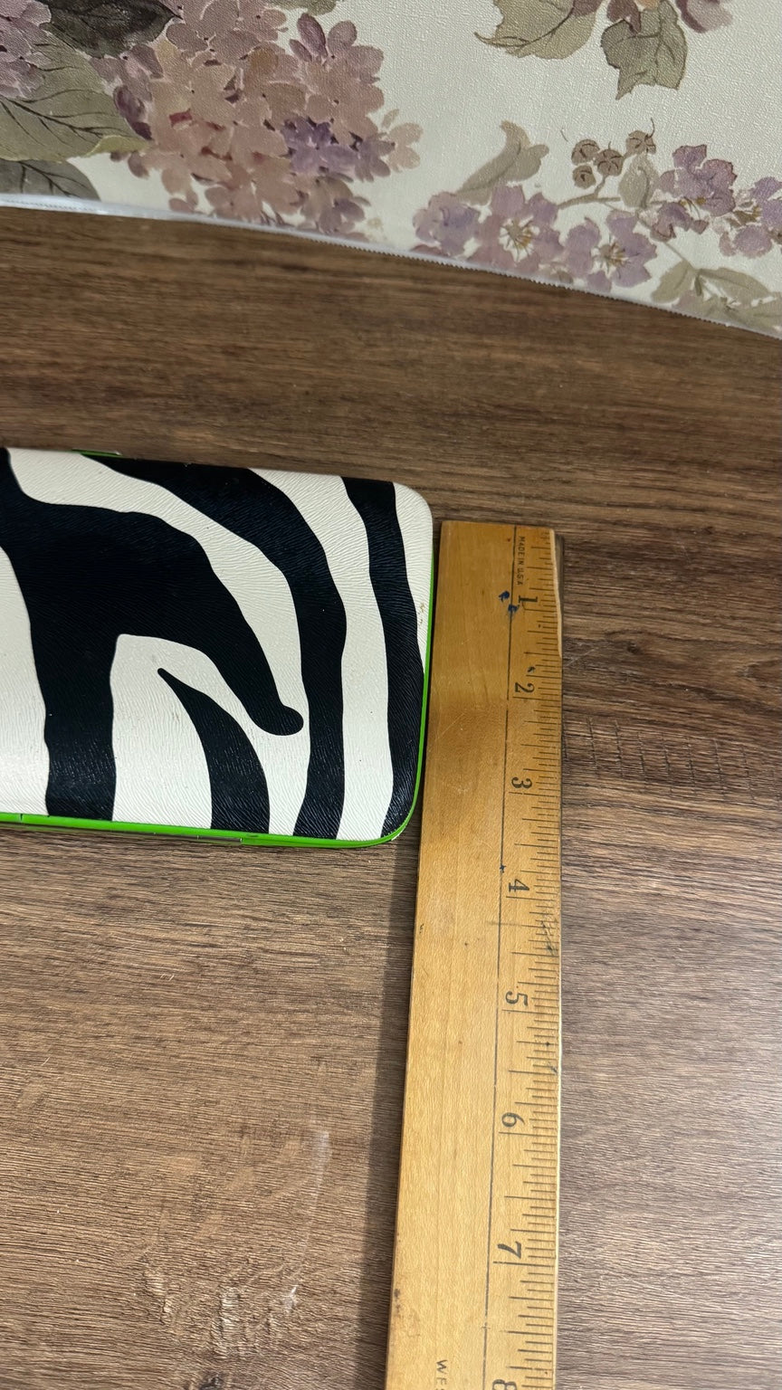 Zebra Print Hard Frame Clutch Wallet with Lime Green Trim
