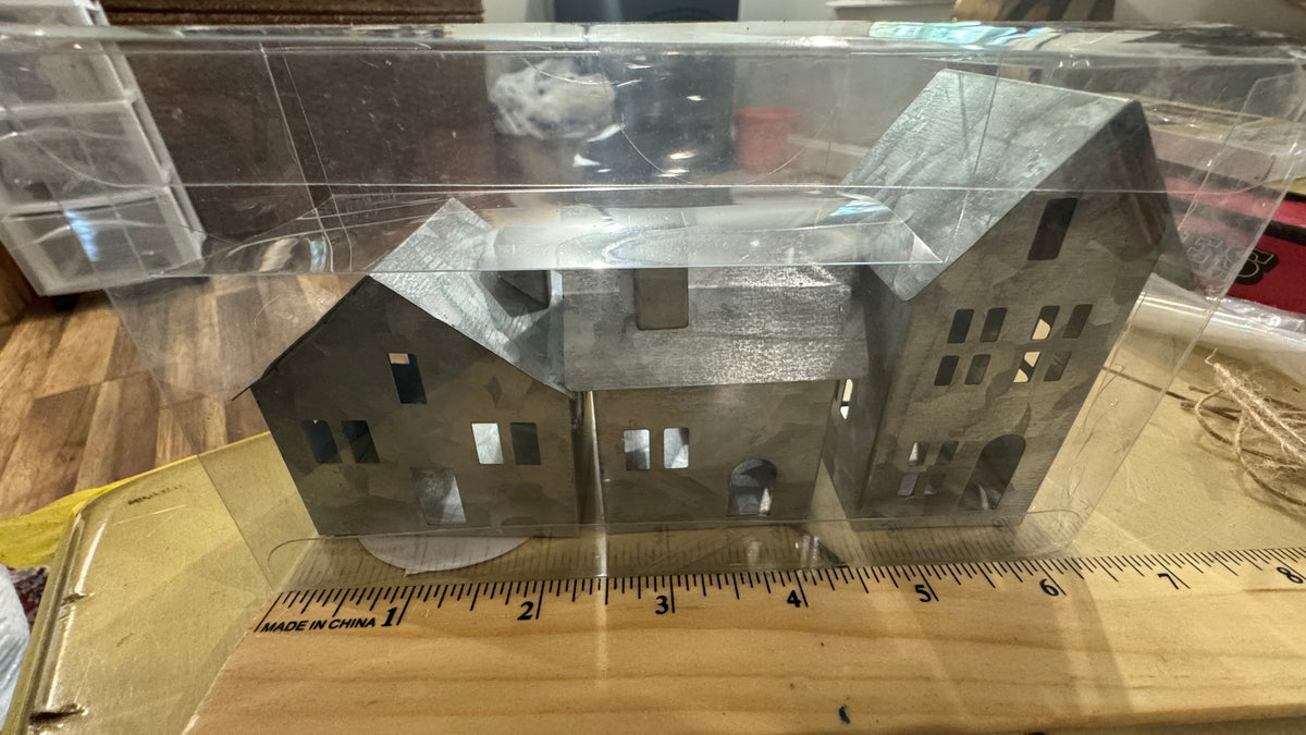 Set of 3 Mini Galvanized Metal Houses – Farmhouse Village Decor