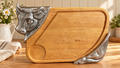 Wood Carving Board with Metal Cow Accents – Farmhouse Serving Board –
