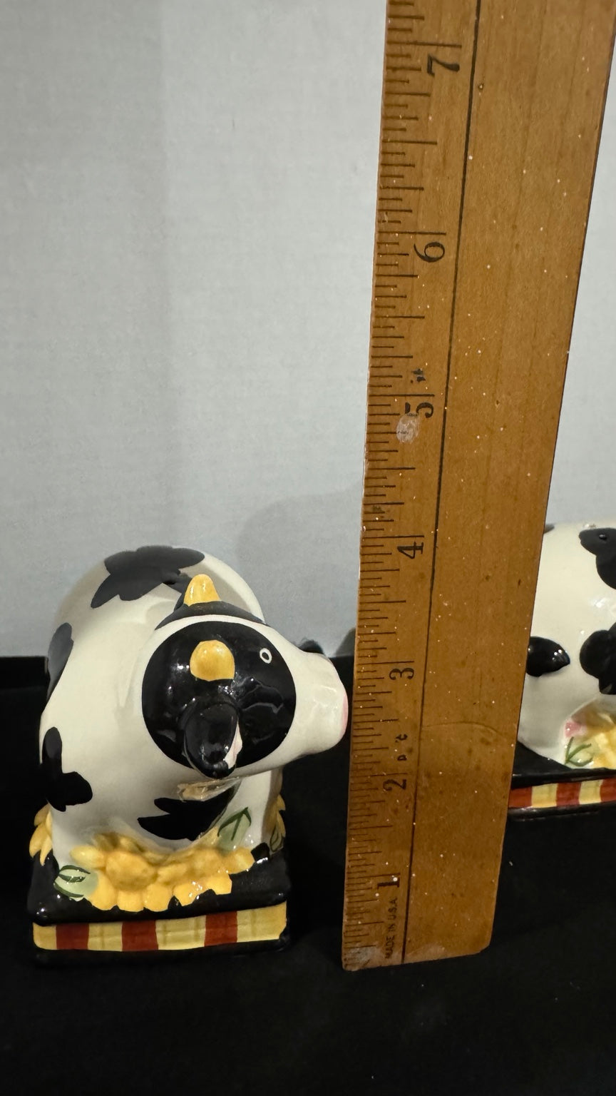 Farmhouse Cow Salt & Pepper Shakers – Sunflower Accent Pair