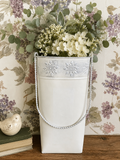White Metal Farmhouse Wall Pocket Vase | Rustic Floral Holder