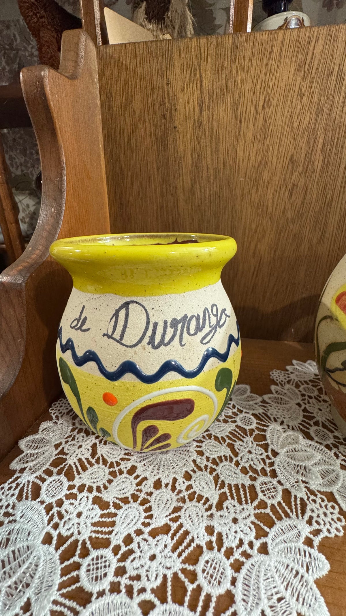 Mexican Souvenir Pottery Mugs – Playa del Carmen Turtle & Durango – Pair
