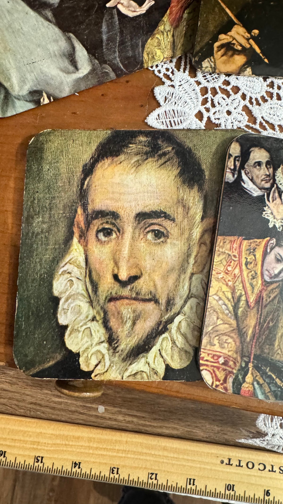 Set of 6 El Greco Art Coasters – Red Felt Backs – Old World Decor