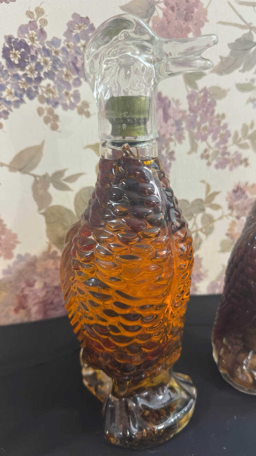Vintage Duck Glass Decanter with Original Infused Contents & Duck Stopper