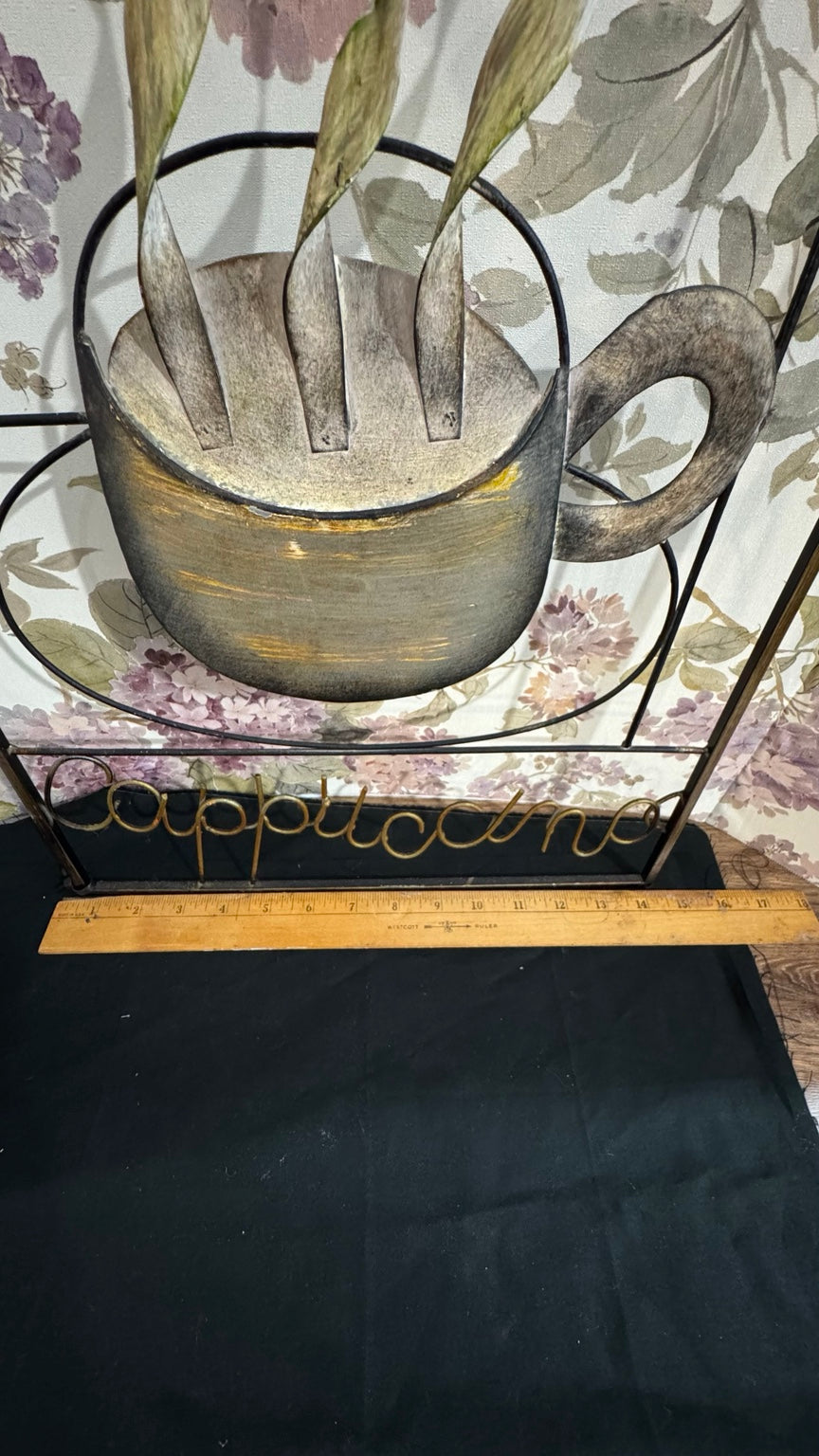 Coffee Bar Wall Décor Set | Café au Lait Framed Print & Cappuccino Metal Wall Art
