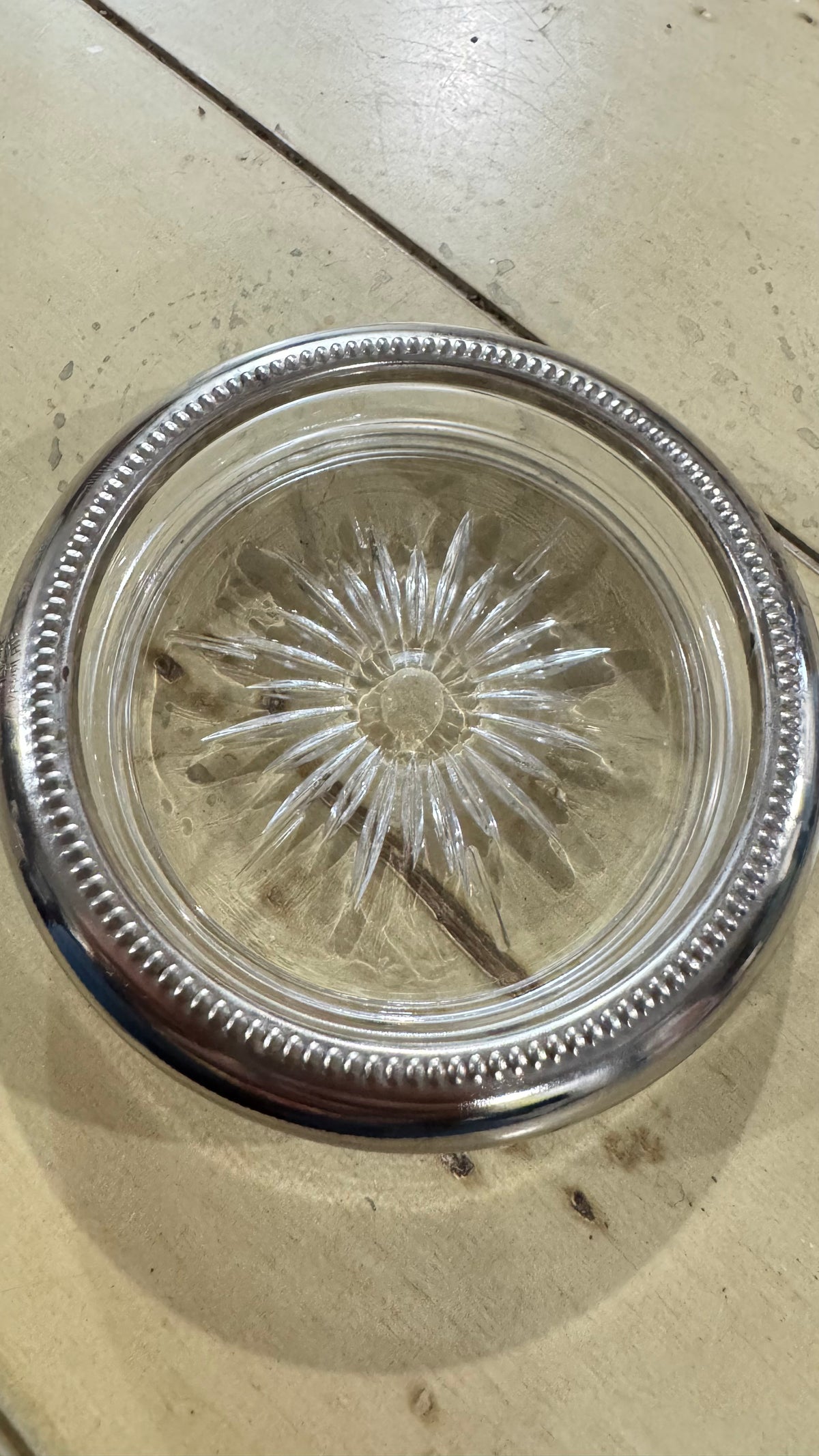 Vintage Leonard Silverplate & Glass Coasters – Set of 5