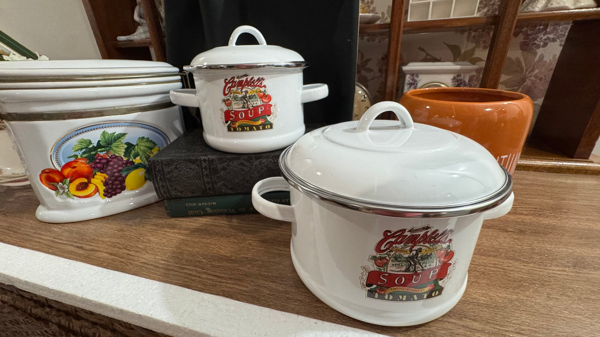 Vintage 1991 Campbell’s Soup Gibson Enamelware Pots – Set of 2