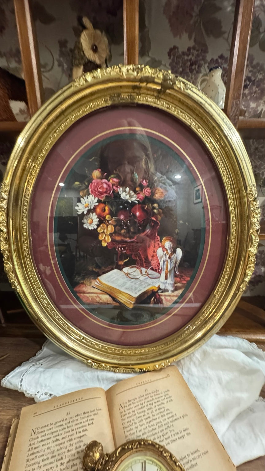 Home Interiors & Gifts Oval Gold Framed Still Life Print