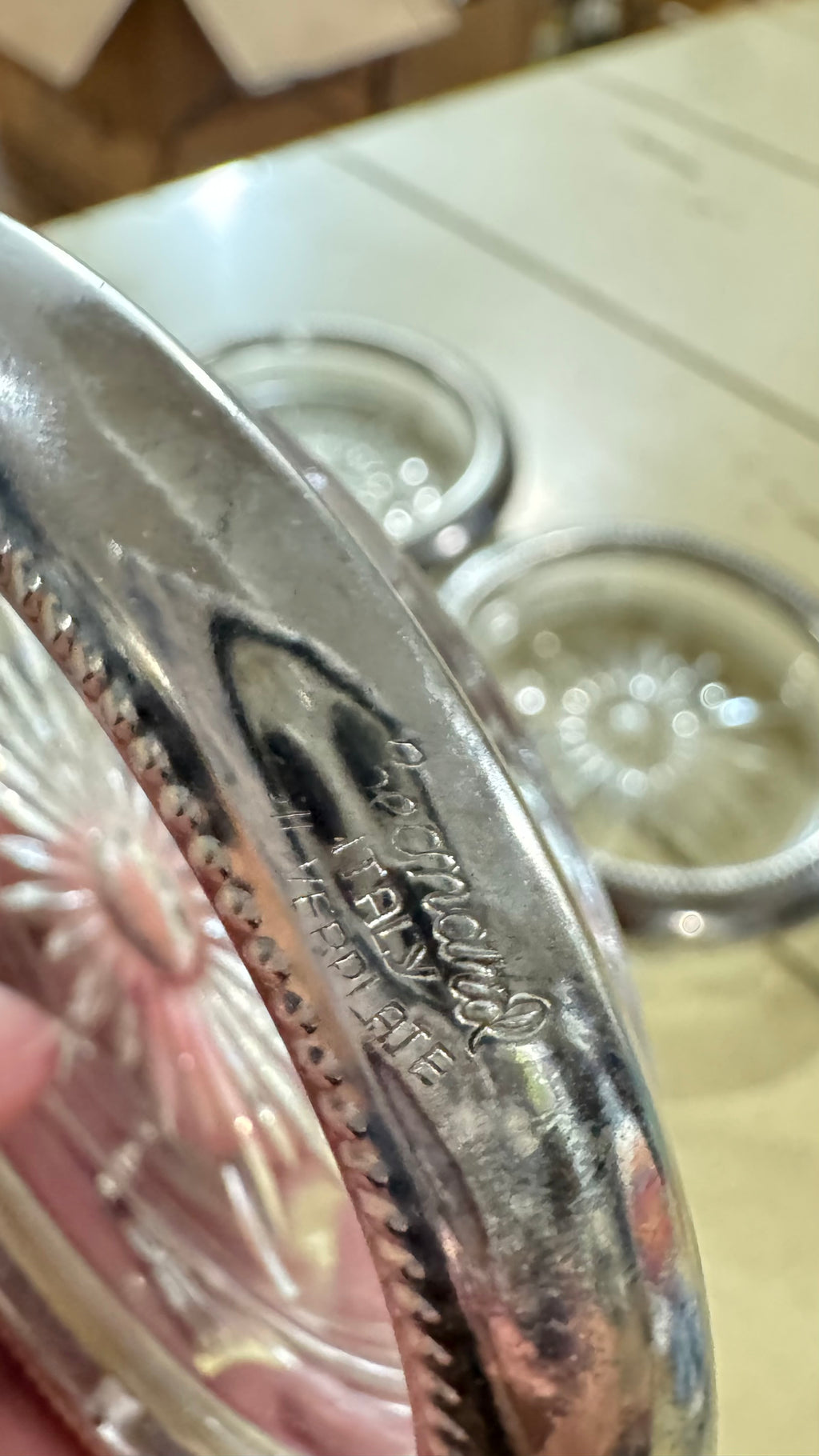 Vintage Leonard Silverplate & Glass Coasters – Set of 5