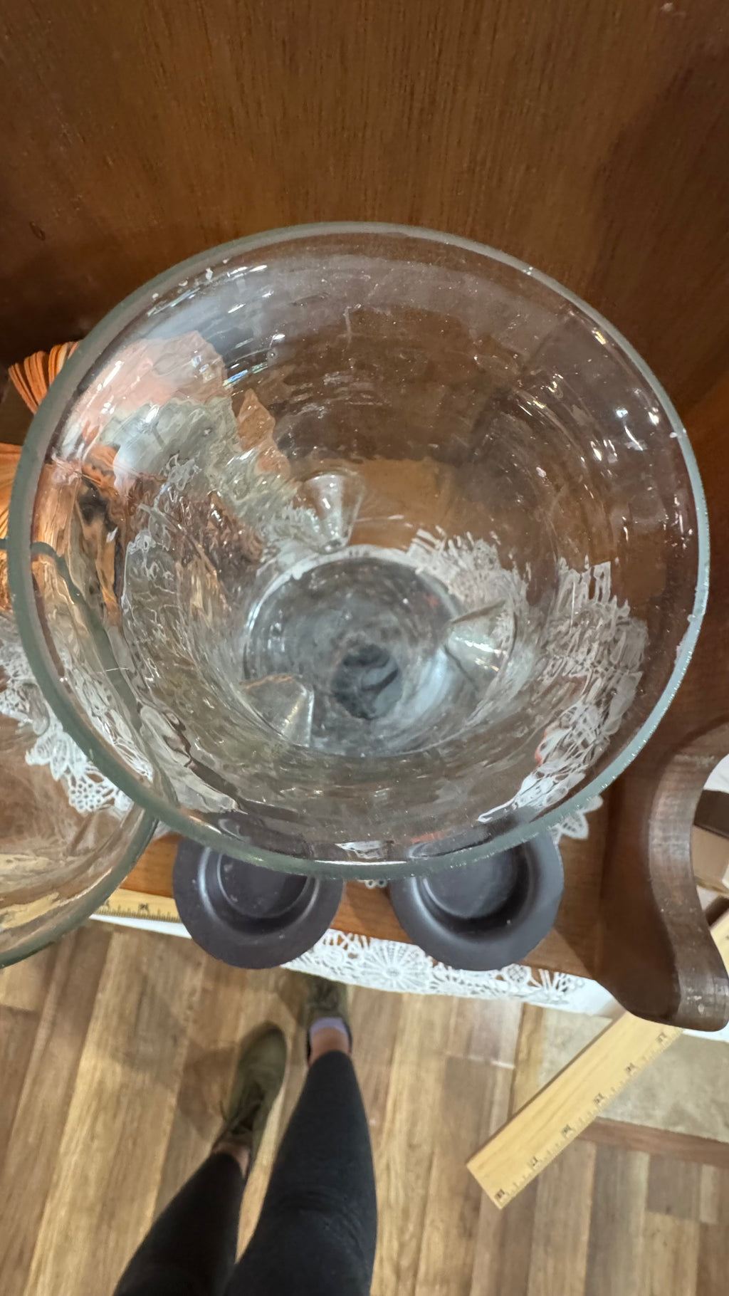 Rippled Glass Hurricane Candle Holders with Metal Inserts – Set of 2