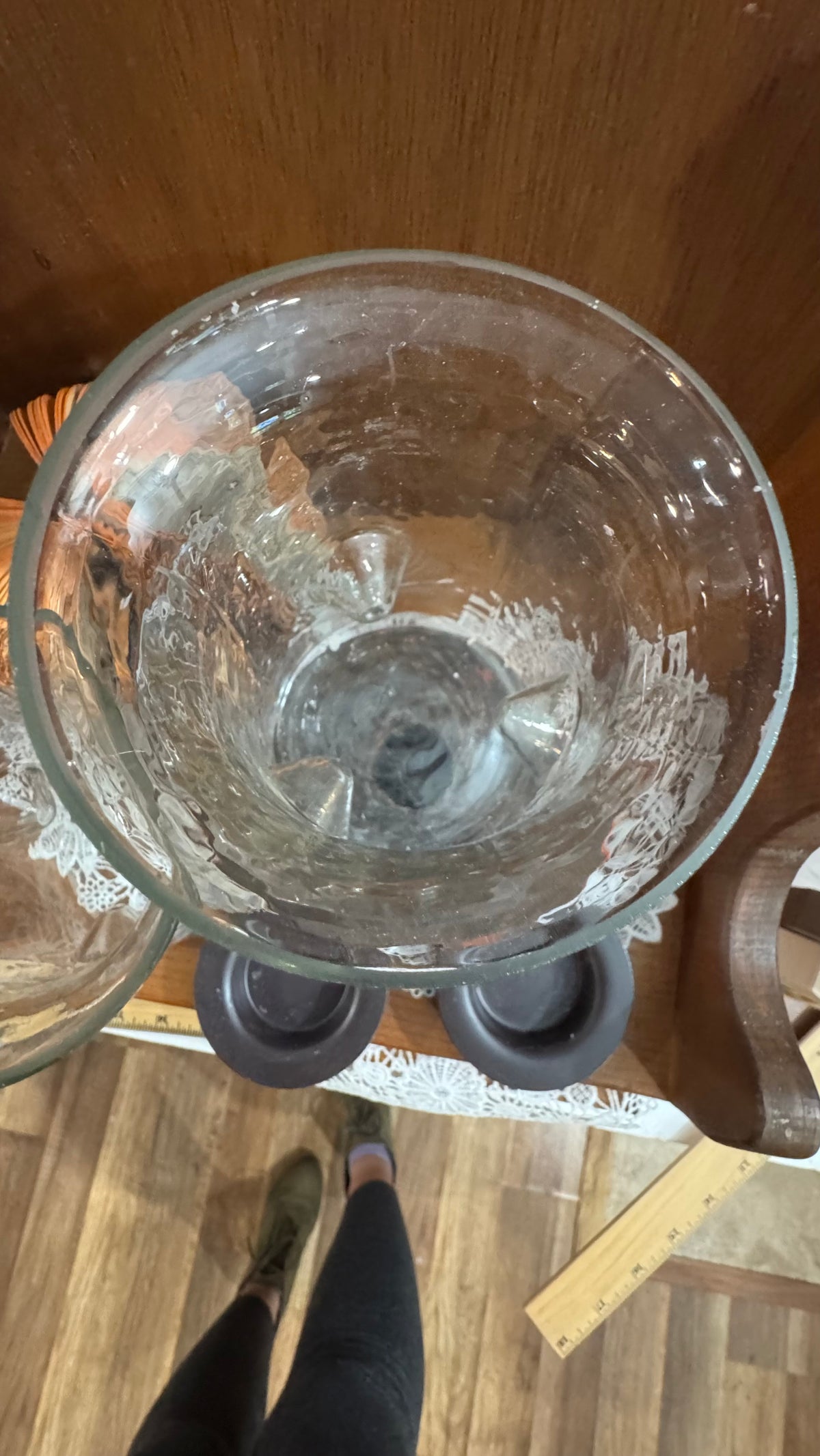 Rippled Glass Hurricane Candle Holders with Metal Inserts – Set of 2