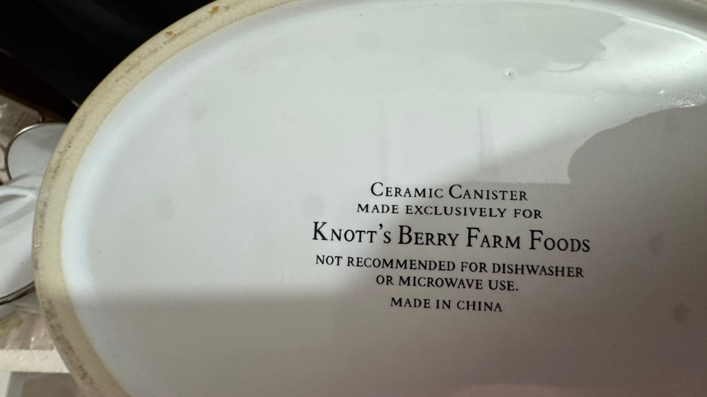 Vintage Knott’s Berry Farm Ceramic Fruit Canister with Clamp Lid