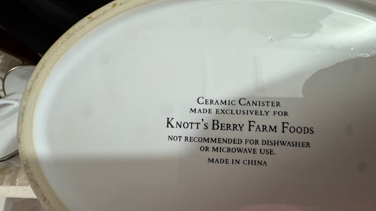 Vintage Knott’s Berry Farm Ceramic Fruit Canister with Clamp Lid