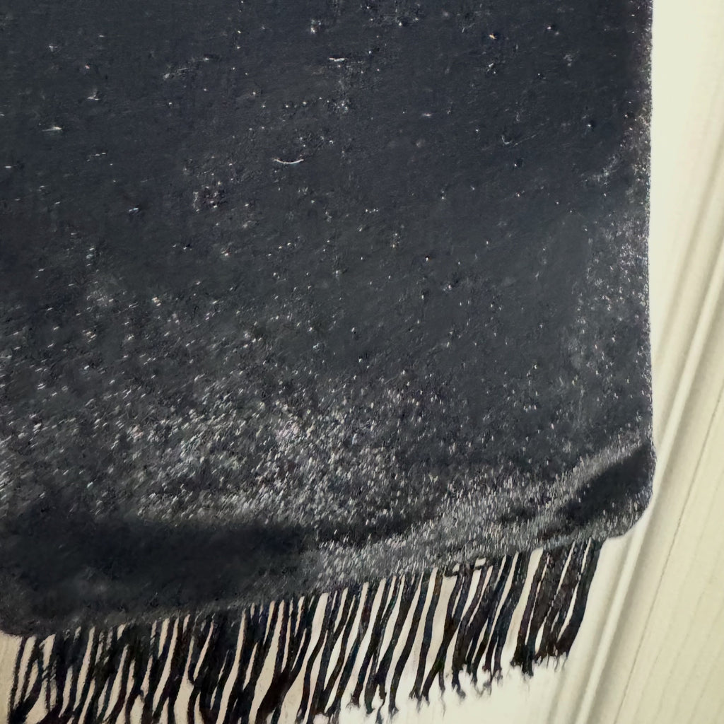 Vintage Black Velvet Embroidered Floral Fringe Crossbody Purse