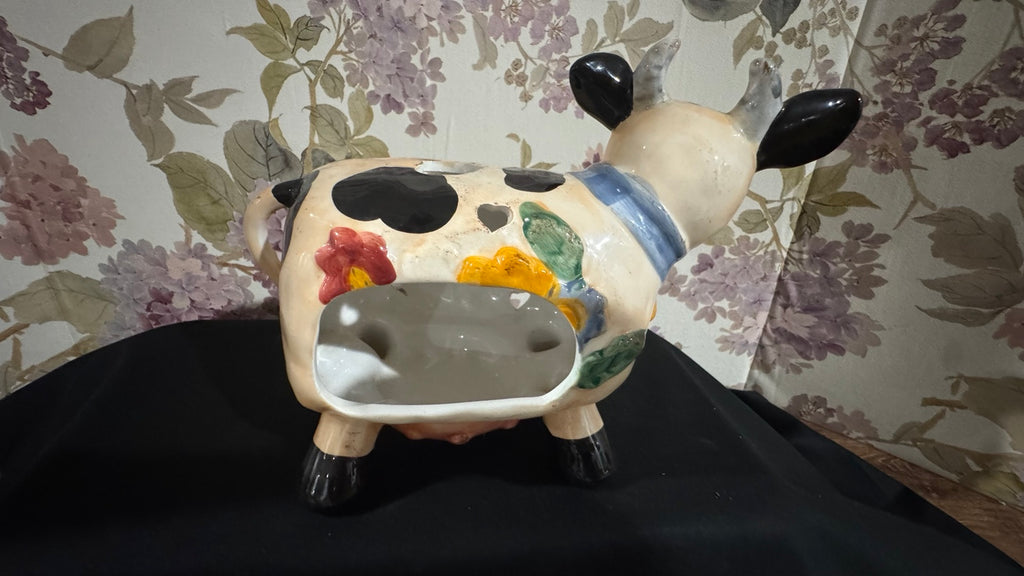 Vintage Farmhouse Cow Tea Light Holder & Salt Pepper Shaker Set