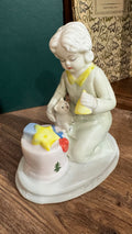 K’s Collection Porcelain Child & Kitten Christmas Figurine